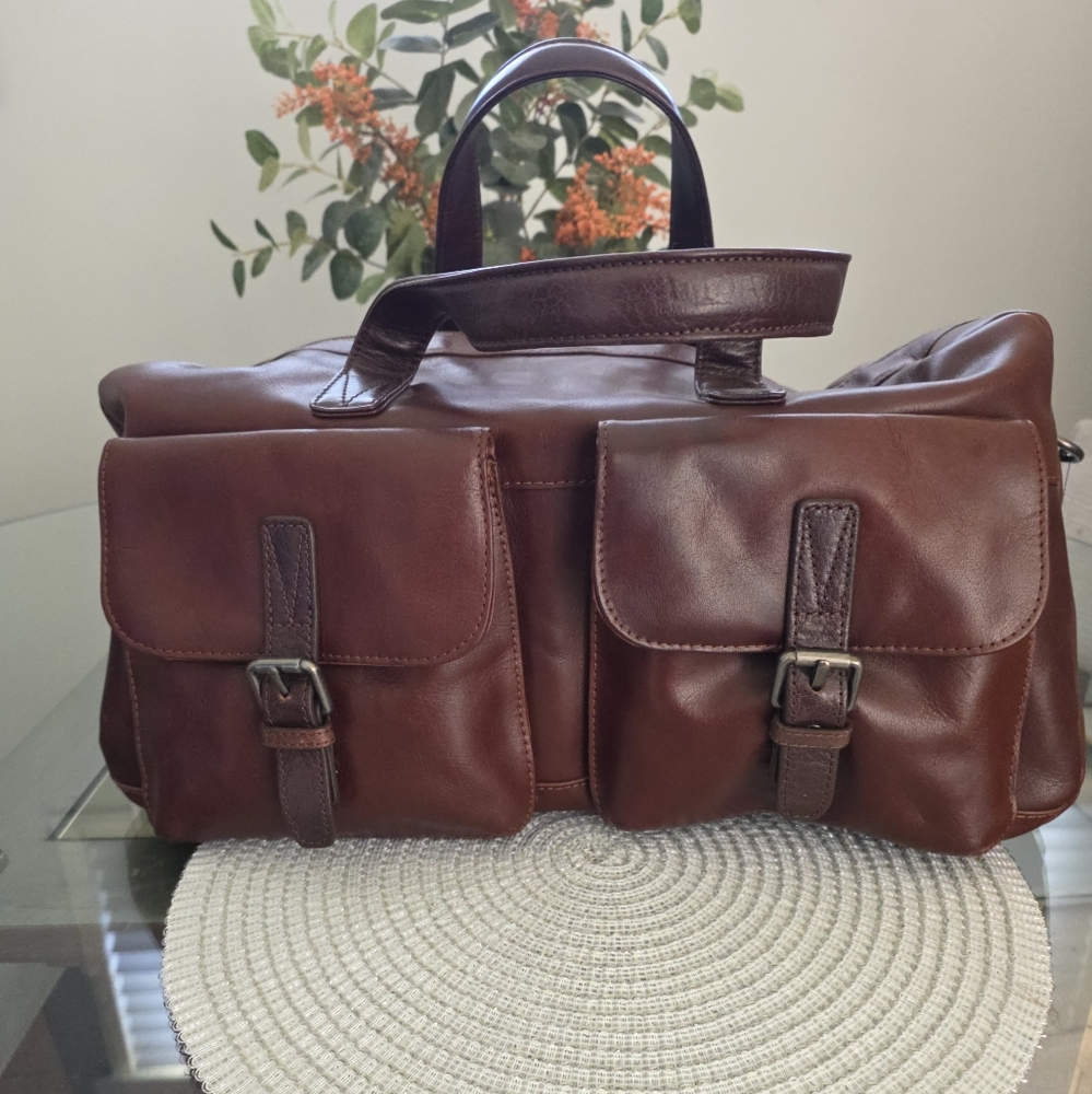 Wilsons Leather Rich Brown Leather Weekender New Duffle Travel